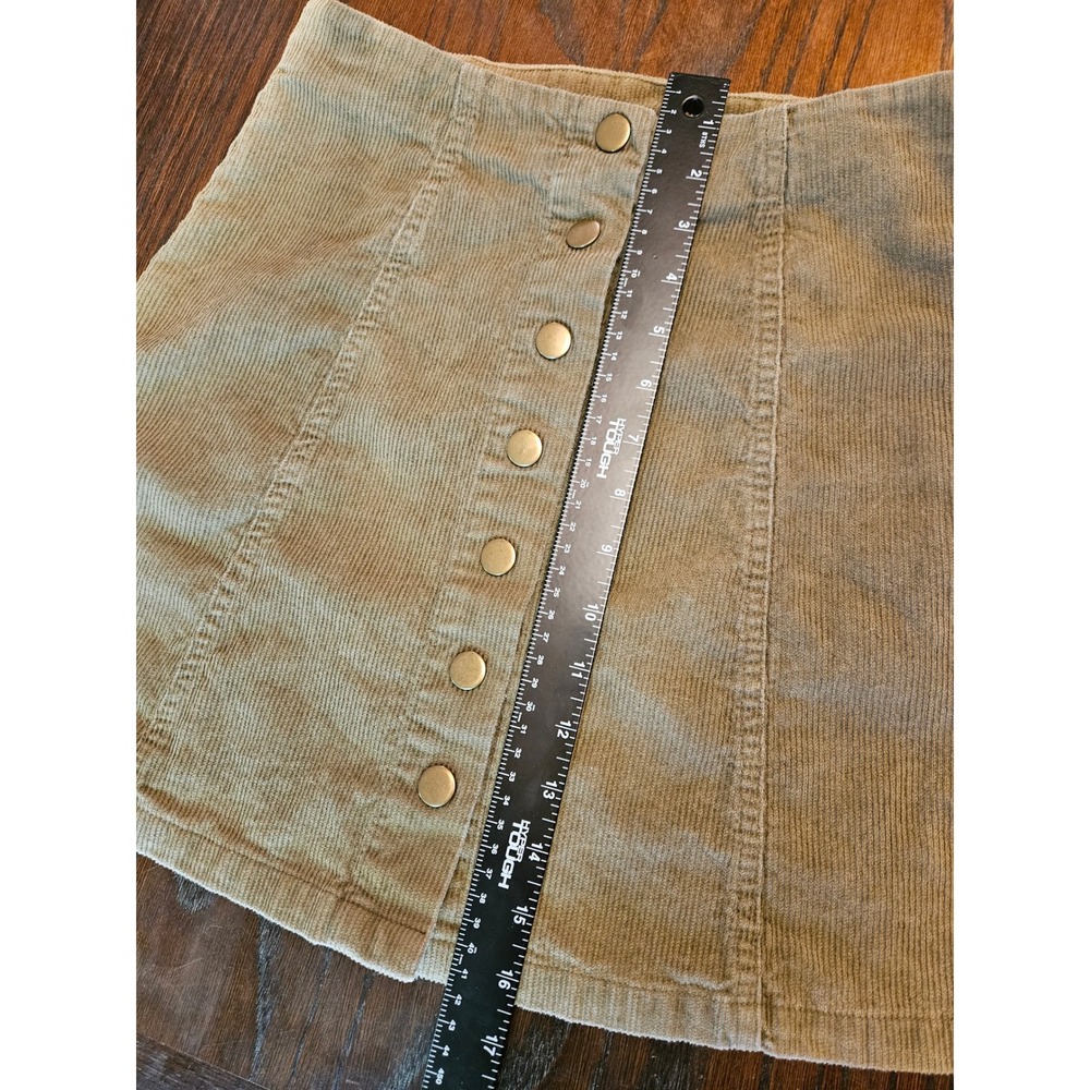 Wishlist Olive Green Corduroy Button Front Mini Skirt Womens Size Small S - Picture 8 of 9